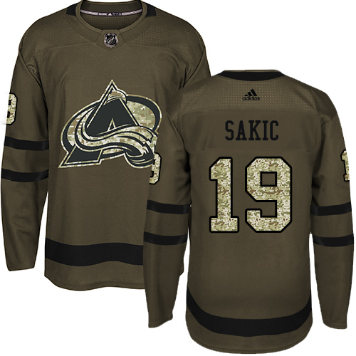 Herren Colorado Avalanche Eishockey Trikot Joe Sakic #19 Authentic Grün Salute to Service